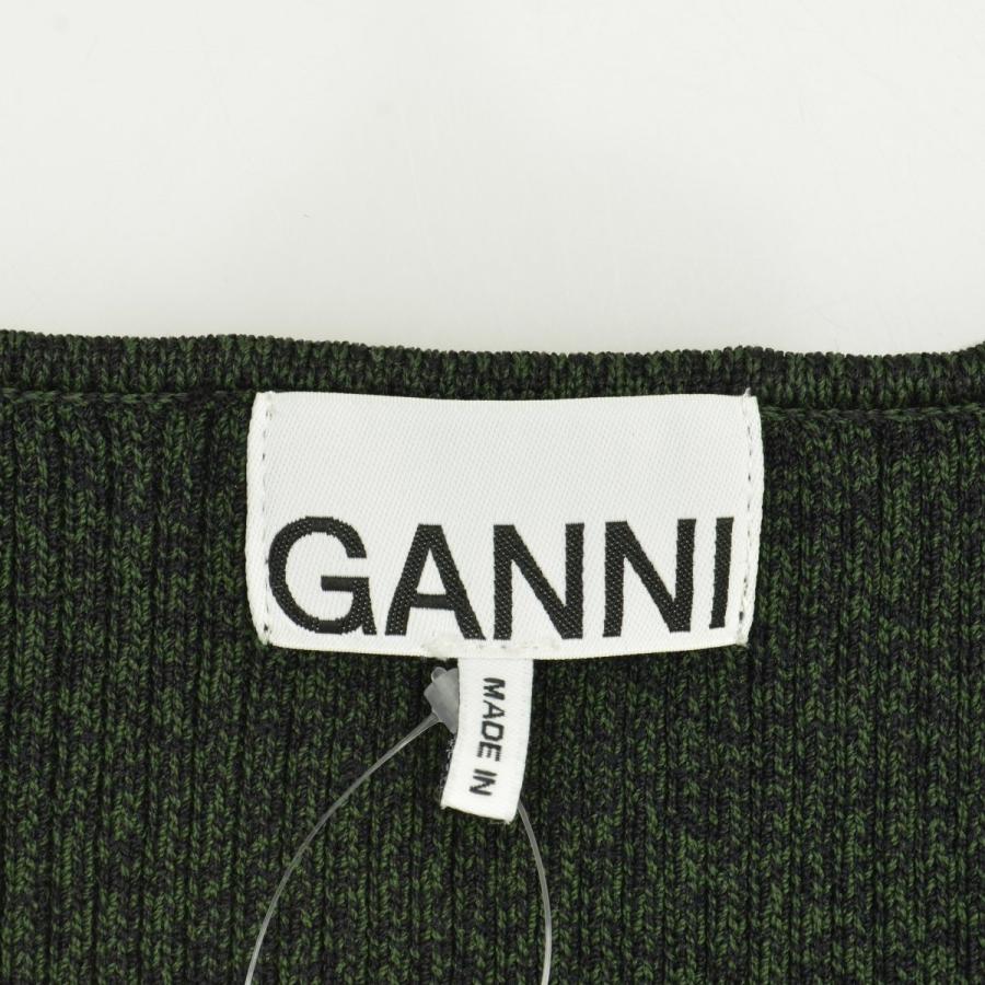 GANNI / ガニー K1559 Green Ribbed dress マキシ 長袖ワンピース  