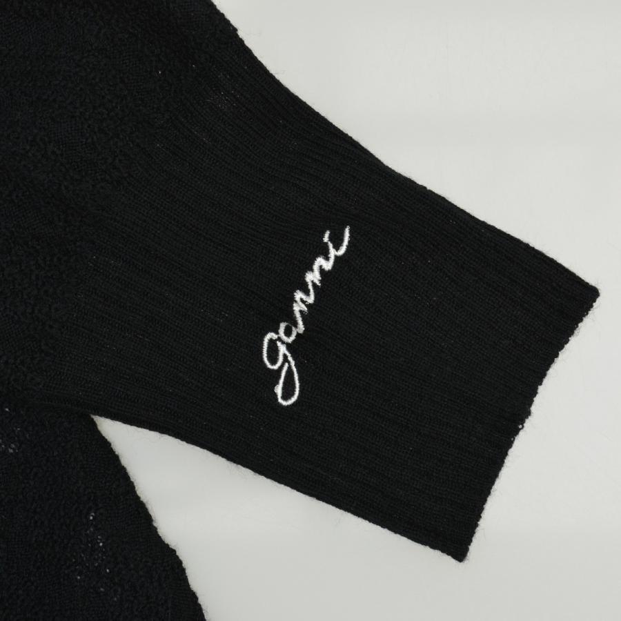 GANNI / ガニー K1899 MERINO LACE O-NECK 五分袖ニットセーター 