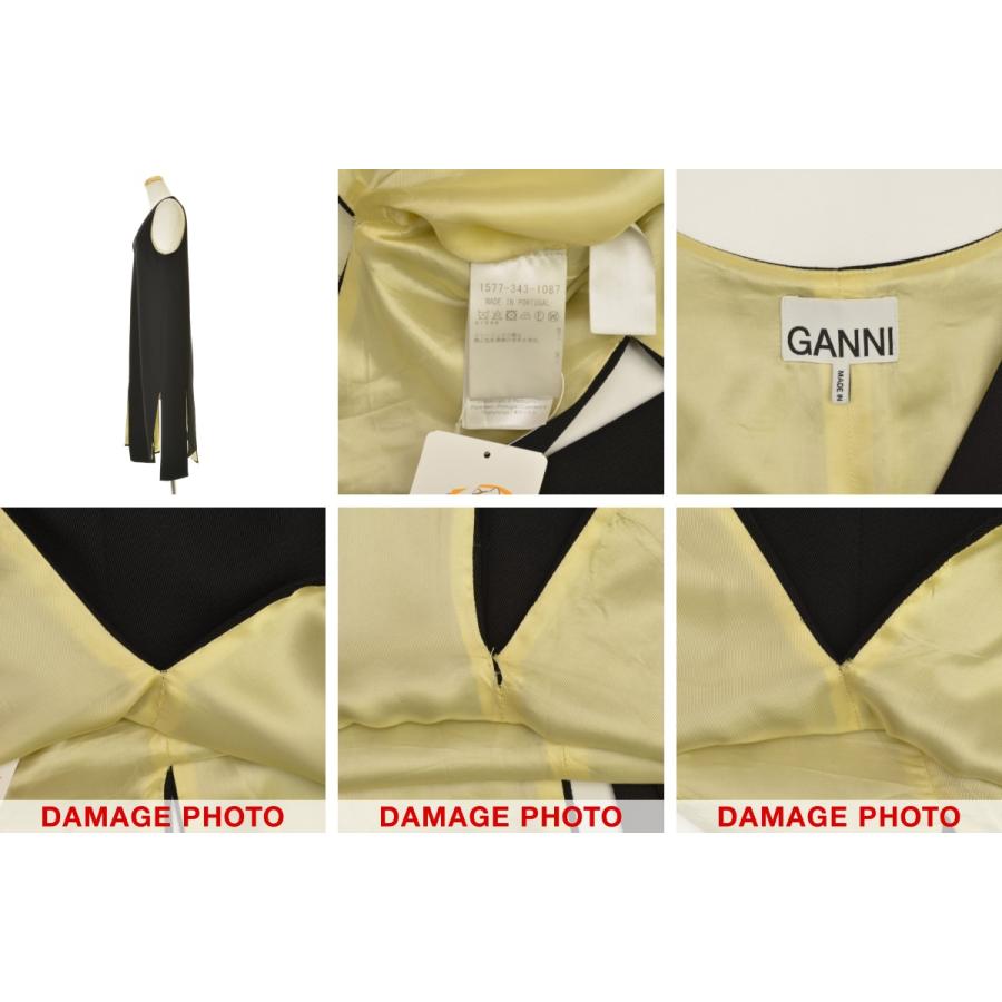 GANNI / ガニー ウール混 スリット ロング ノースリーブワンピース  