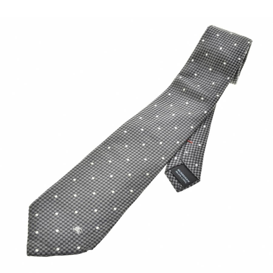 【未使用級】Burberry ブランドネクタイ　シルク　無地　ブラック BURBERRY BLACK LABEL（バーバリーブラックレーベル） ドット柄 シルク