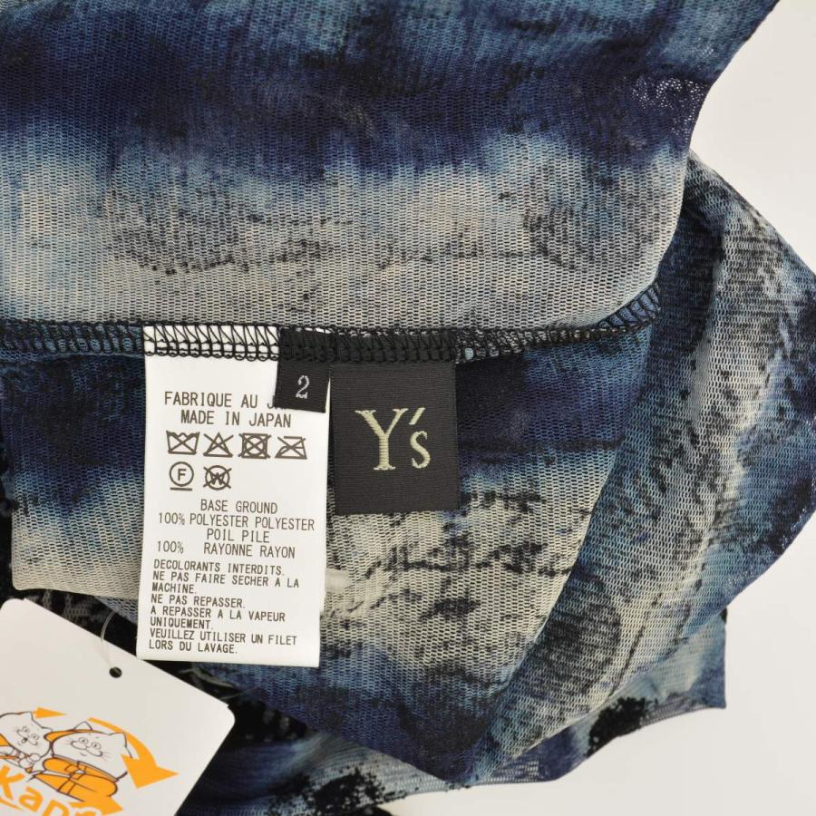 【Y'S】YM-T19-676 HOUNDTOOTH DOTS TULLE CROPPED ROUND NECK T長袖カットソー Y's（ワイズ） YM-T19-676 HOUNDTOOTH DOTS TULLE CROPPED ROUND NECK