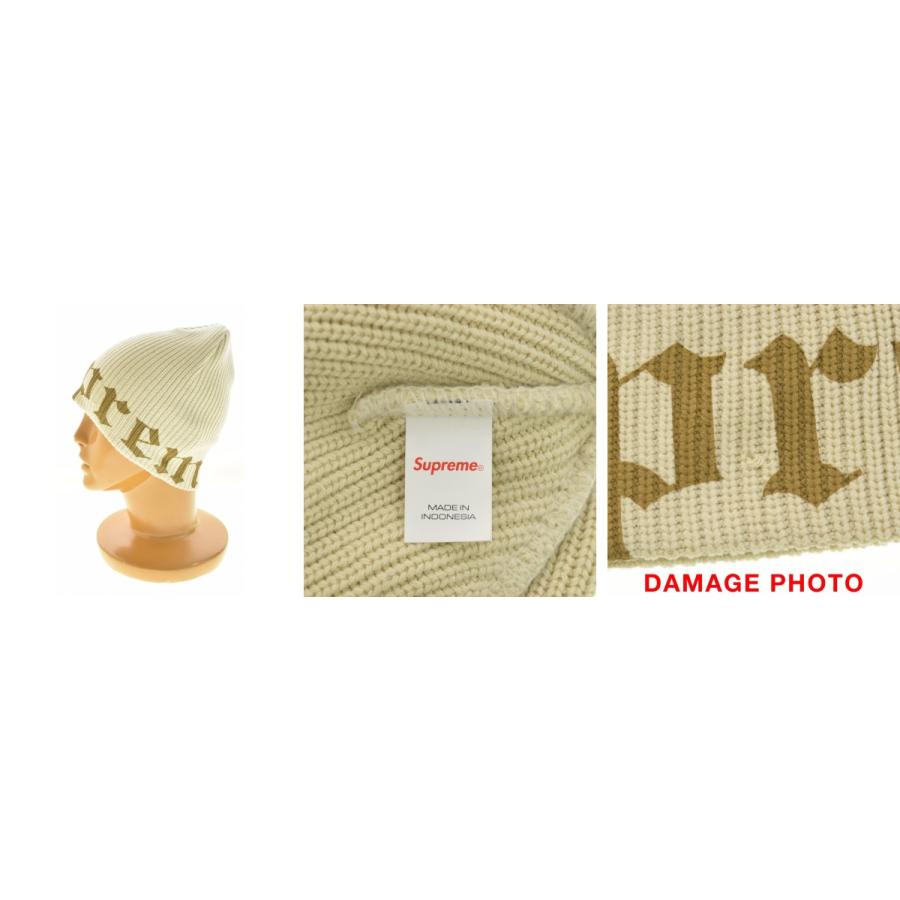 【新品未使用】本物 Supreme ビーニー 26SS 男女兼用 綿100% Supreme（シュプリーム） 26SS Old English Printed Beanie Stone