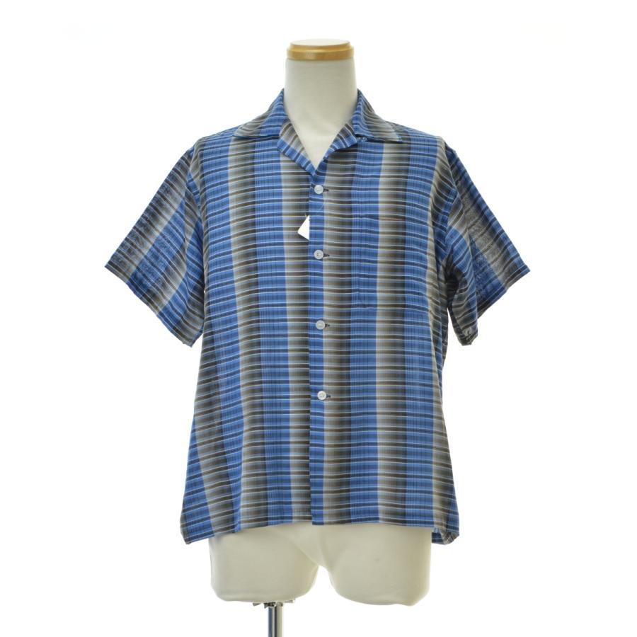 60s-70s TOWNCRAFT コットン オープンカラーシャツ M相当 TOWNCRAFT】60s 開襟 半袖チェックオープンカラーシャツ ブルー M