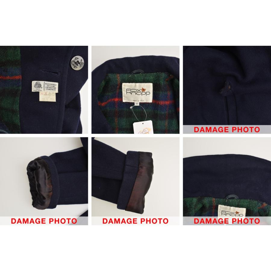 FOX Knapp 80s チェックライニング 10ボタン Pコート : ブランド古着の  