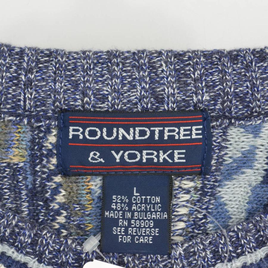 ROUNDTREE & YORKE 3D ストライプ 長袖ニットセーター : ブランド古着