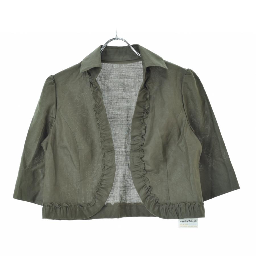 Leilian / レリアン コットンリネン七分袖フリル ジャケット 