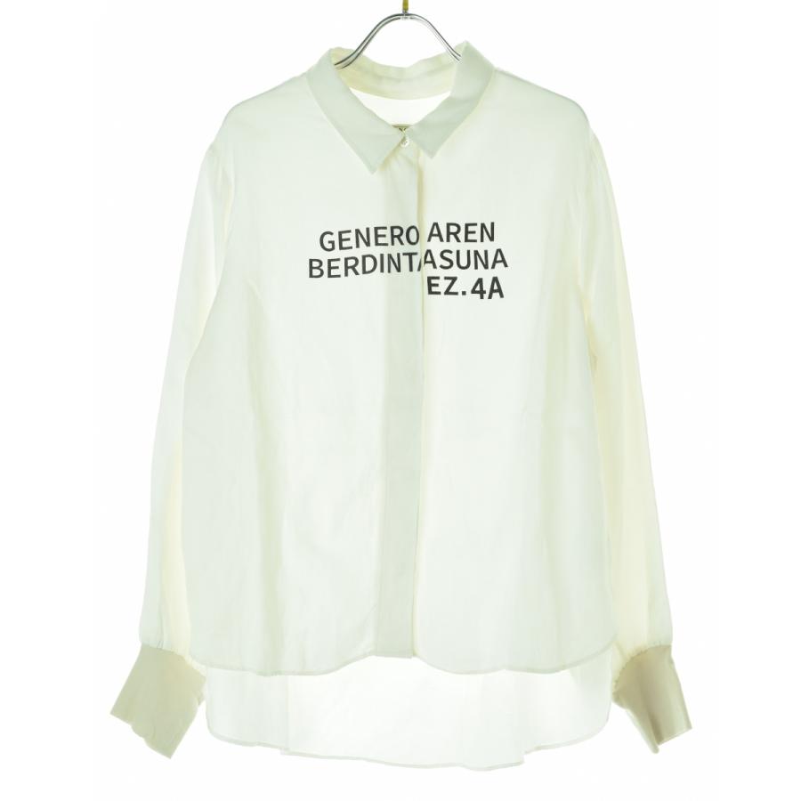 新品タグ付き　BLANC basque 長袖シャツ ブラウス　size38 blanc basque 配色切替プリント長袖シャツ