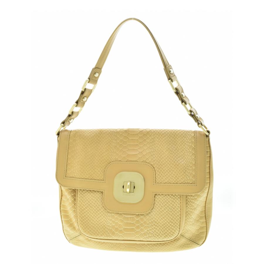 LONGCHAMP / ロンシャン クロコ型押し ターンロック ハンドバッグ  