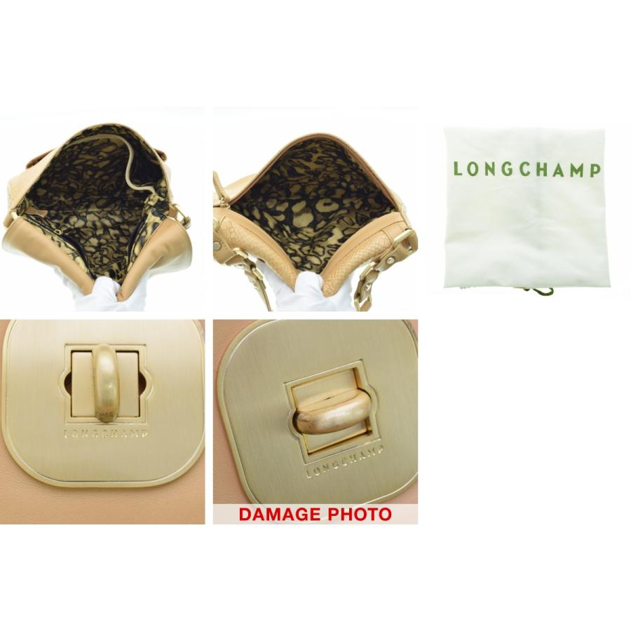 LONGCHAMP / ロンシャン クロコ型押し ターンロック ハンドバッグ  