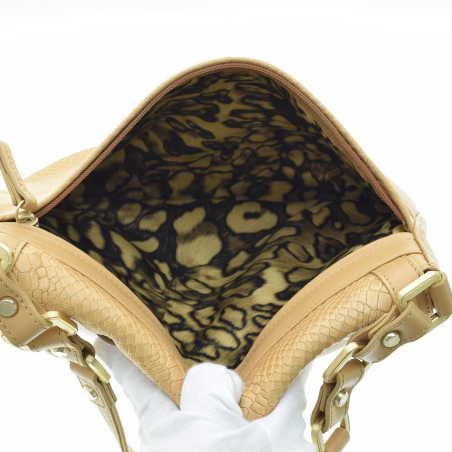 LONGCHAMP / ロンシャン クロコ型押し ターンロック ハンドバッグ  