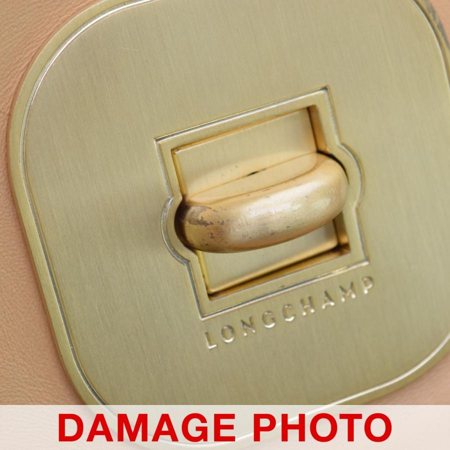 LONGCHAMP / ロンシャン クロコ型押し ターンロック ハンドバッグ  