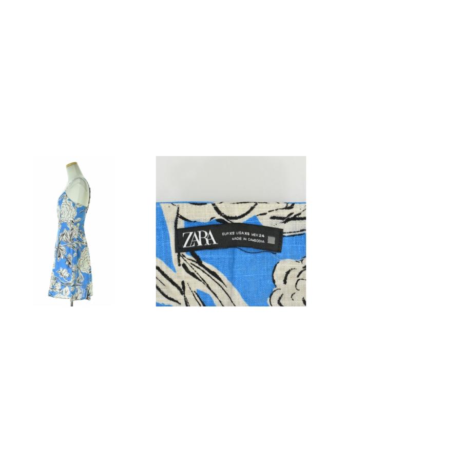 ZARA（ザラ） 8372/092/330 フラワー柄レーヨンリネン ミニドレス
