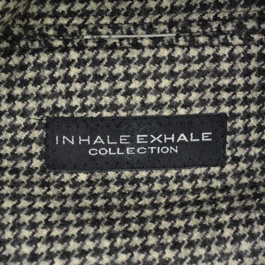 【極美品】インヘイルエクスヘイル・チェスターコート・カシミヤ・グレー千鳥格子・M INHALE EXHALE / インヘイル エクスヘイル カシミヤブレンド ハウンド