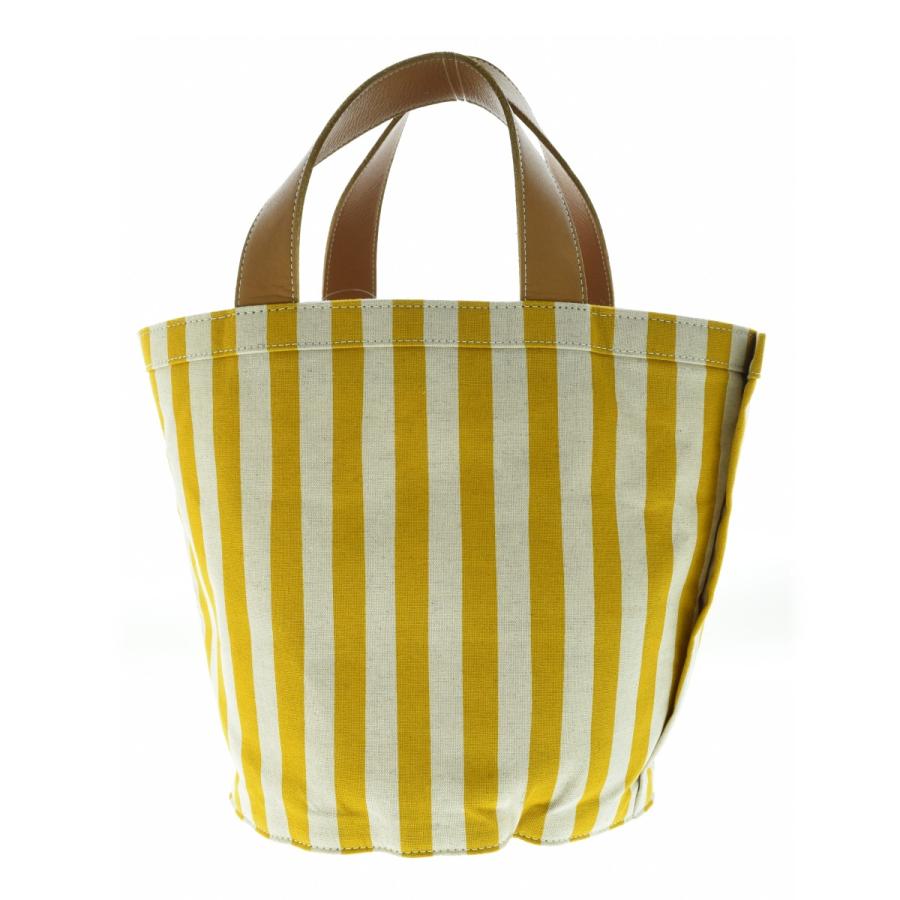 LUDLOW / ラドロー 22SS レザートリムストライプキャンバス トート  