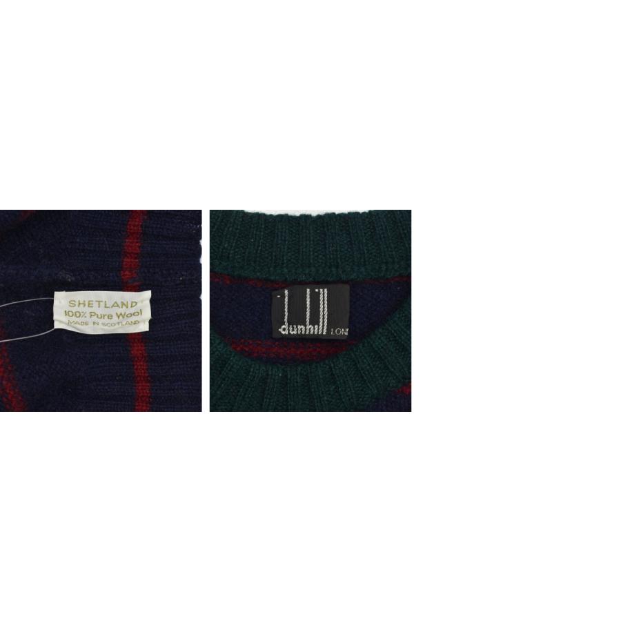 dunhill（ダンヒル） スコットランド製 ボーダーウール 長袖ニット