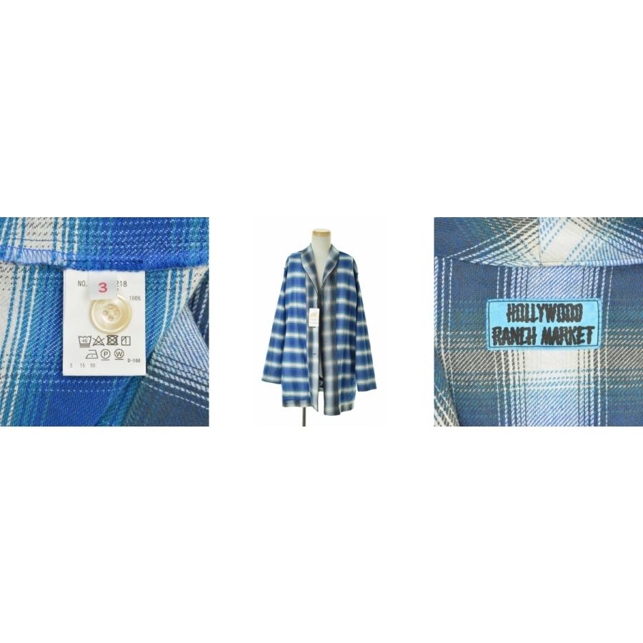 HOLLYWOOD RANCH MARKET / ハリウッドランチマーケット 24AW 1010218 リバーシブル オンブレチェック ナイトシャツ ショールカラー ローブ 長袖カーディガン
