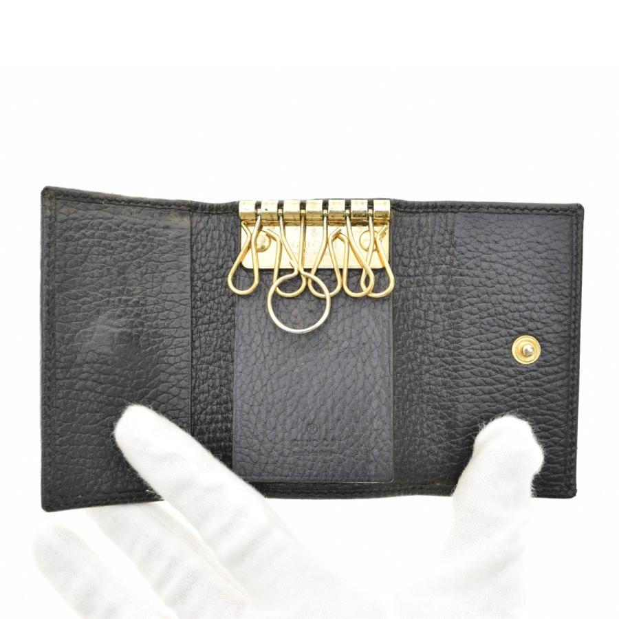 美品✨GUCCI グッチ マーモント キーケース　456118 レザー　黒 GUCCI（グッチ） 456118 ダブルG GGマーモント レザー 6連 キーケース