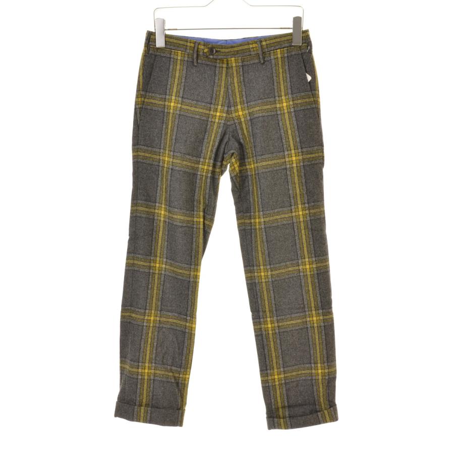 【美品】Rota ロータ シルク混 スラックス ブルー系 チェック柄 44 美品】Rota ロータ シルク混 スラックス ブルー系 チェック柄 44 楽天