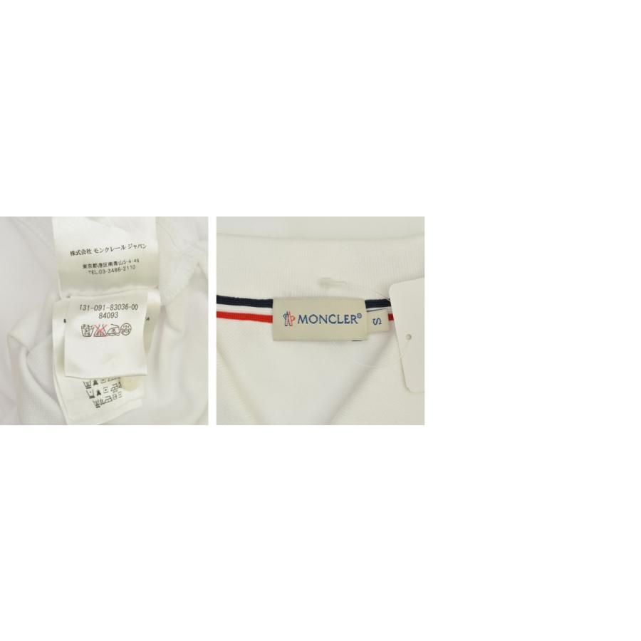 美品 モンクレール コットン 半袖ポロシャツ L 半袖トップス 国内正規 MONCLER（モンクレール） 半袖ポロシャツ 白×グレー 襟・袖口ライン