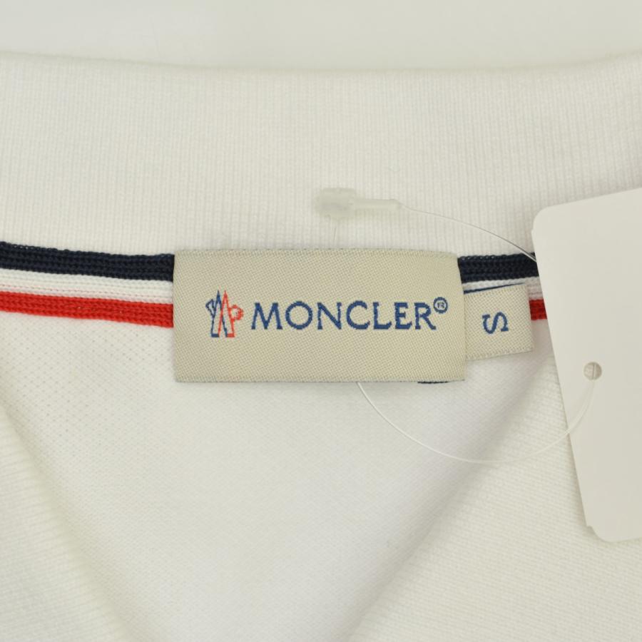 美品 モンクレール コットン 半袖ポロシャツ L 半袖トップス 国内正規 MONCLER（モンクレール） 半袖ポロシャツ 白×グレー 襟・袖口ライン