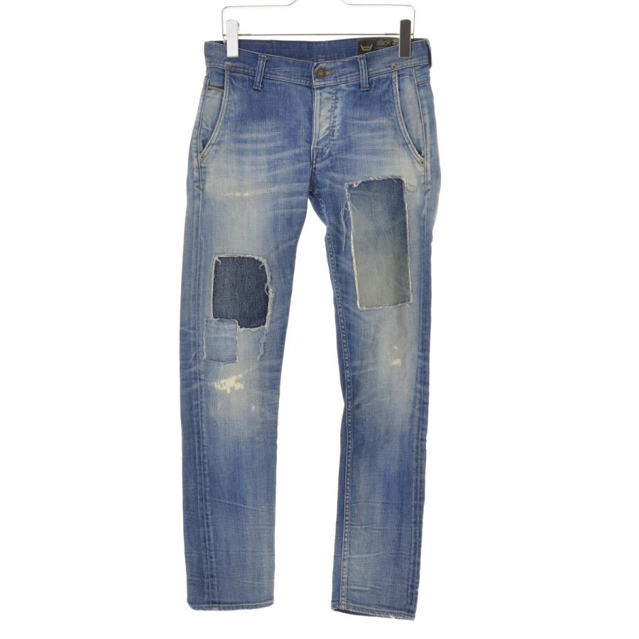 Care Label 2本まとめケアレーベル デニム made in Italy CARE LABEL / ケアレーベル リペア加工 デニムパンツ : ブランド古着の