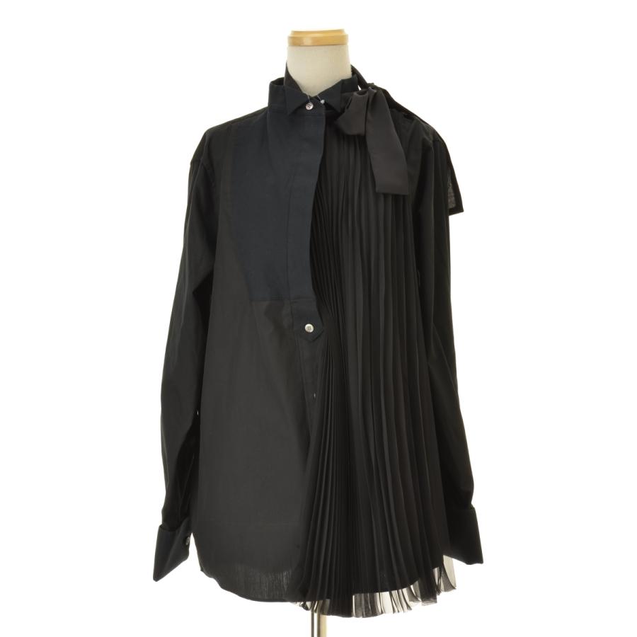 sacai（サカイ） 21-05611 コットンポプリン プリーツ 長袖シャツ