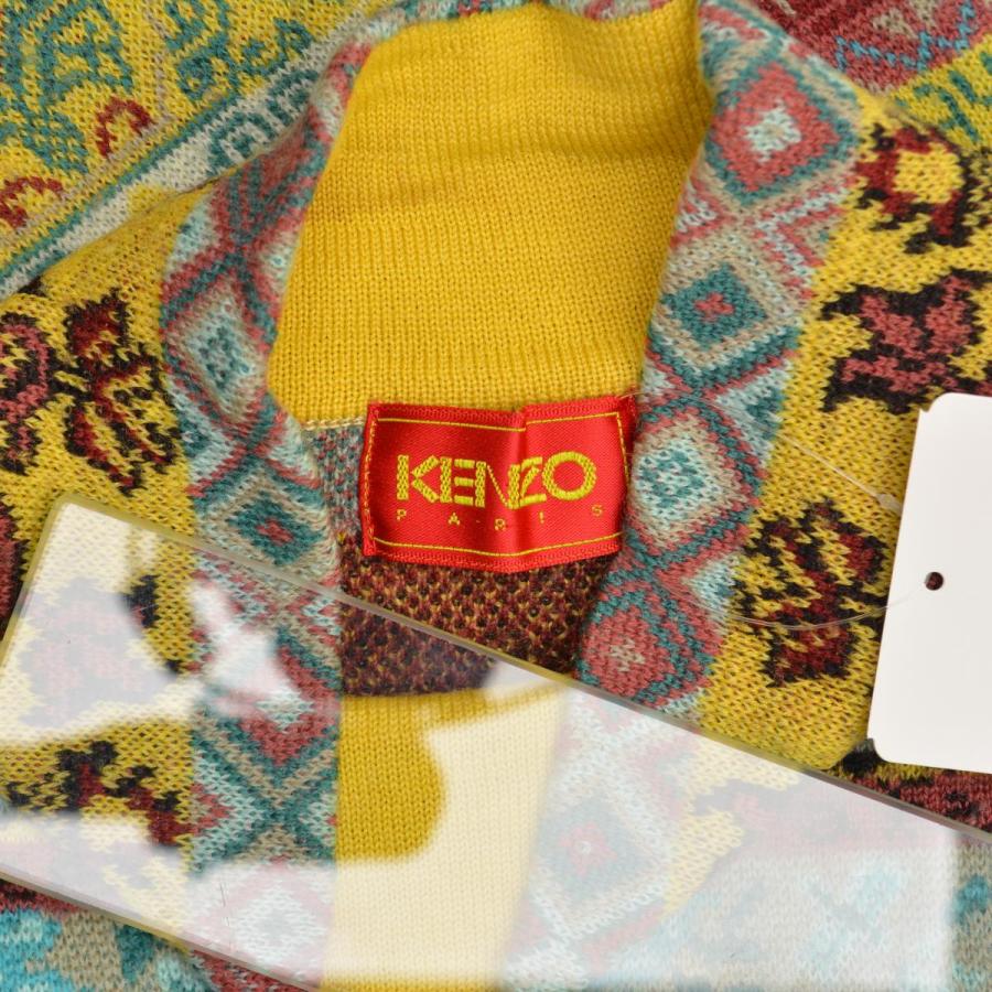 KENZO（ケンゾー） 総柄 テクスチャ モックネック 長袖ニットセーター