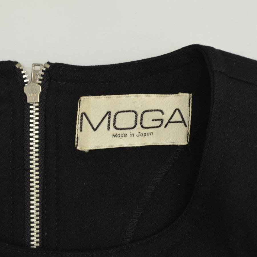 モガ MOGA ブラック ウール シャンブレー ワンピース Vネック 2 美品 モガ MOGA ブラック ウール シャンブレー ワンピース Vネック 2 美品