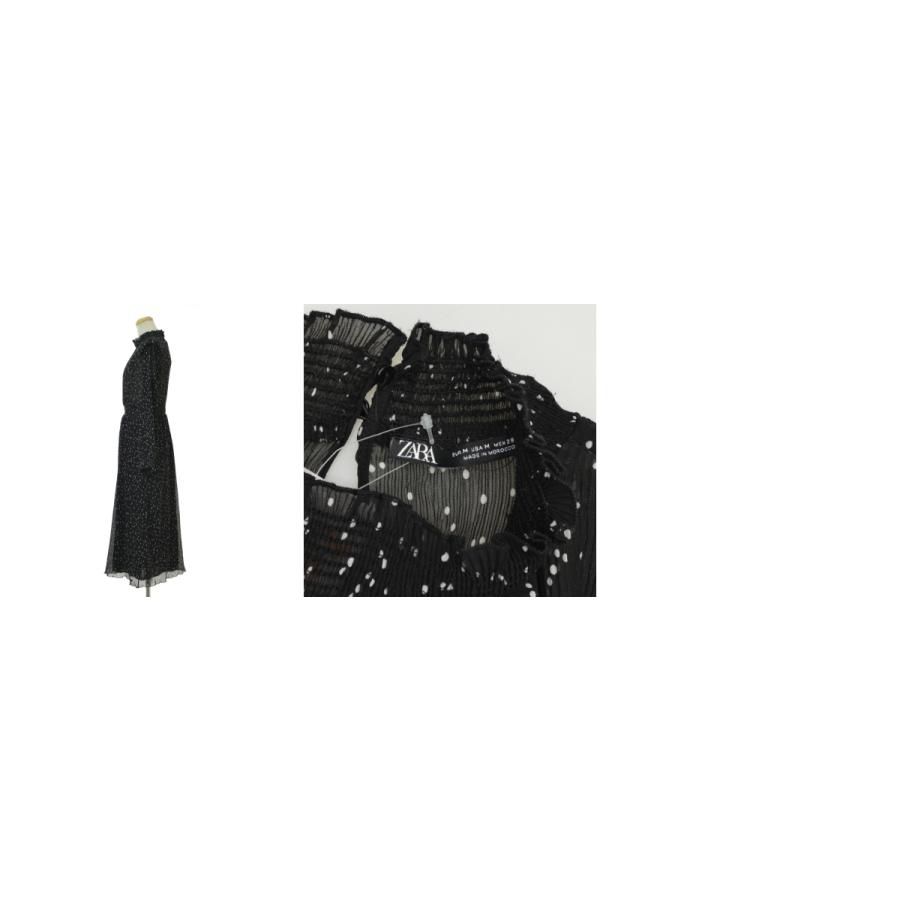 ZARA（ザラ） シフォン ドット柄 長袖ワンピース : ブランド古着の買取 