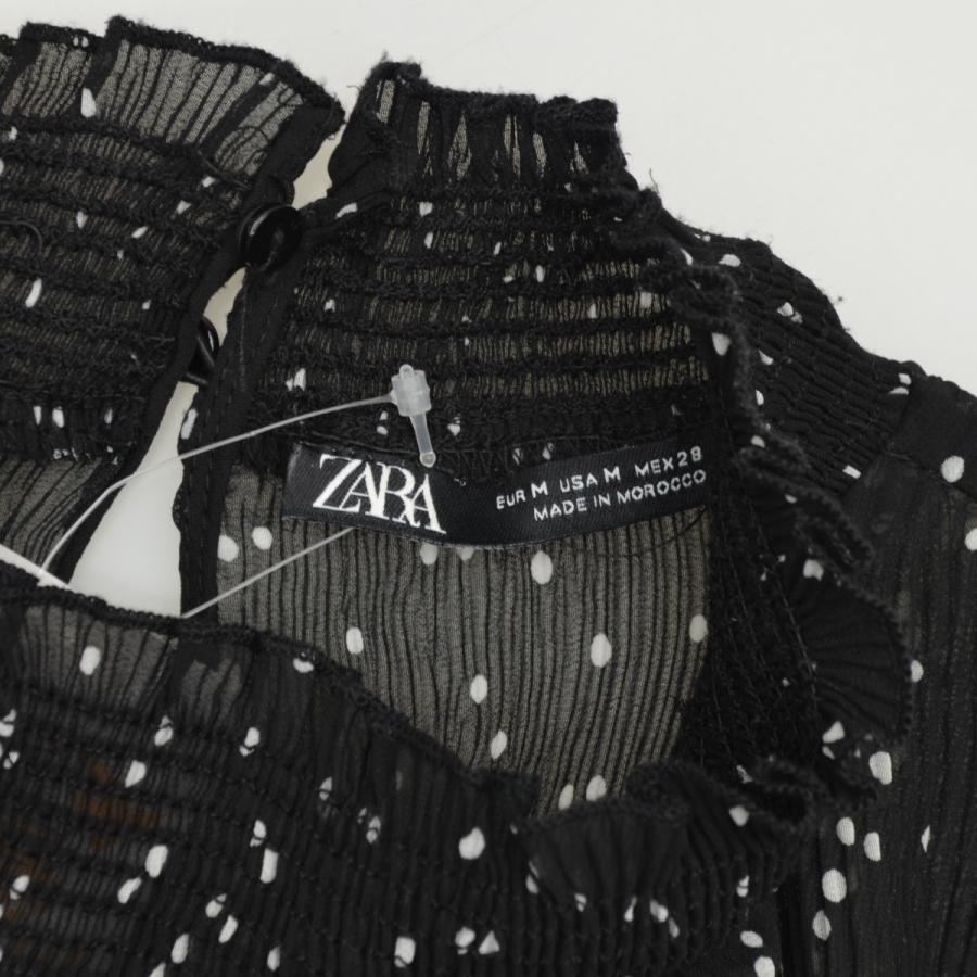 ZARA（ザラ） シフォン ドット柄 長袖ワンピース : ブランド古着の買取 