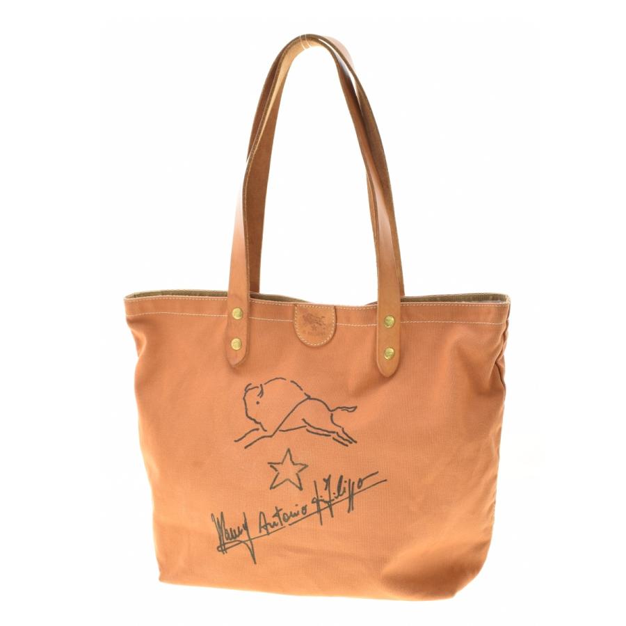 IL BISONTE（イルビゾンテ） サインプリント キャンバス×レザー トート 
