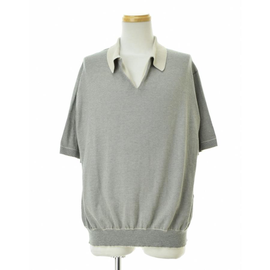A.PRESSE 24SS スキッパーニット ポロ　サイズ3 A.PRESSE / アプレッセ 24SS 24SAP-03-03K High Gauge S/S Striped