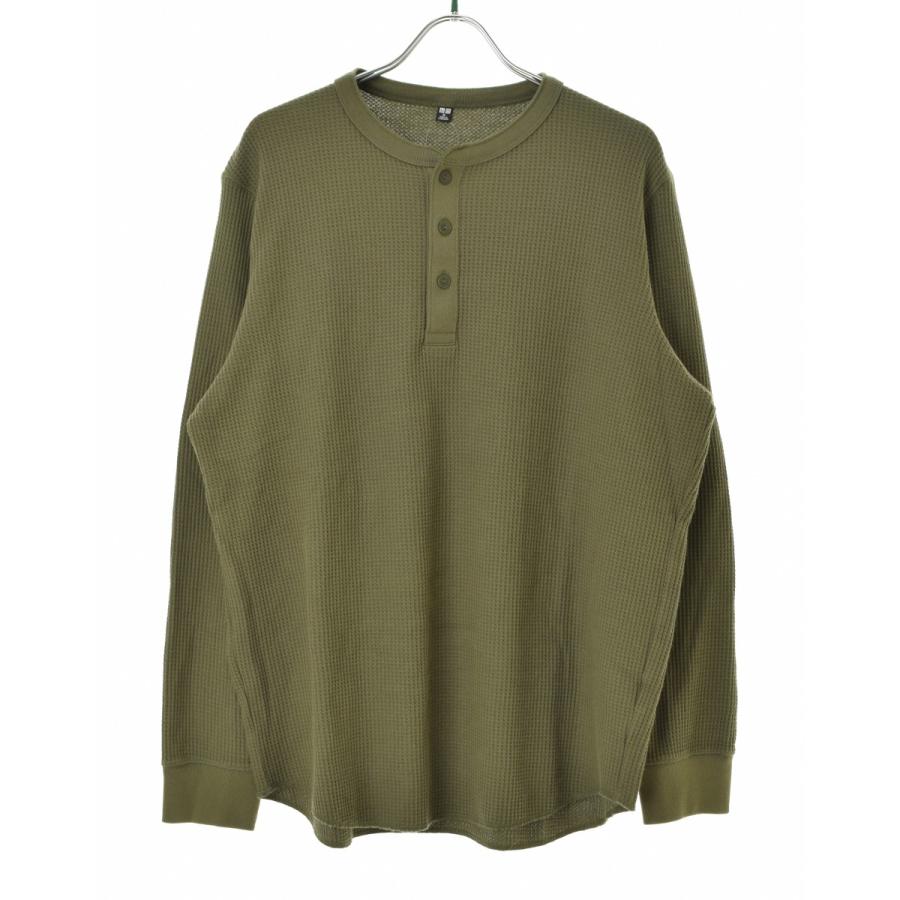 ユニクロ（UNIQLO） サーマルワッフル ヘンリーネック 長袖Tシャツ