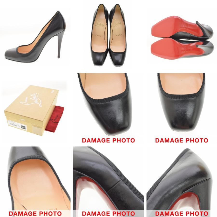 【ソールキレイめ✨】 クリスチャン　ルブタン　レザー　パンプス　37 収納袋付◎ Christian Louboutin（クリスチャンルブタン） スクエアトゥ レザー