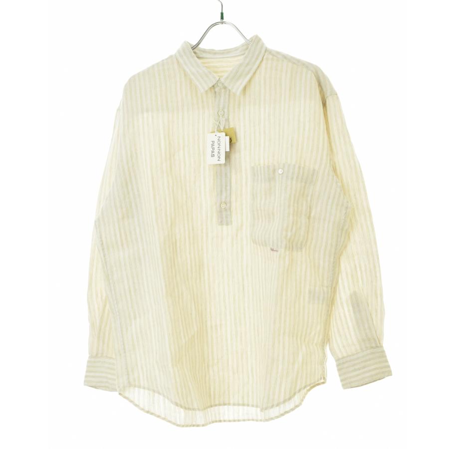 PAPAS / パパス D0441FBT054 ストライプリネン 長袖シャツ : ブランド 