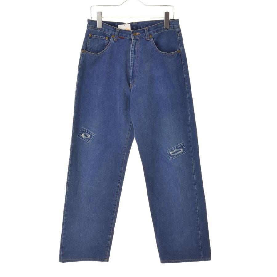 PAPAS / パパス ユーズド加工 テーパード デニムパンツ : ブランド古着 