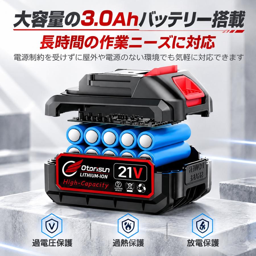 【正規品】インパクトレンチ 充電式 電動インパクトドライバー コードレス  21V バッテリー付き タイヤ交換 電動ドリル DIY 車整備 軽量 マキタ バッテリー 互換 |  | 10