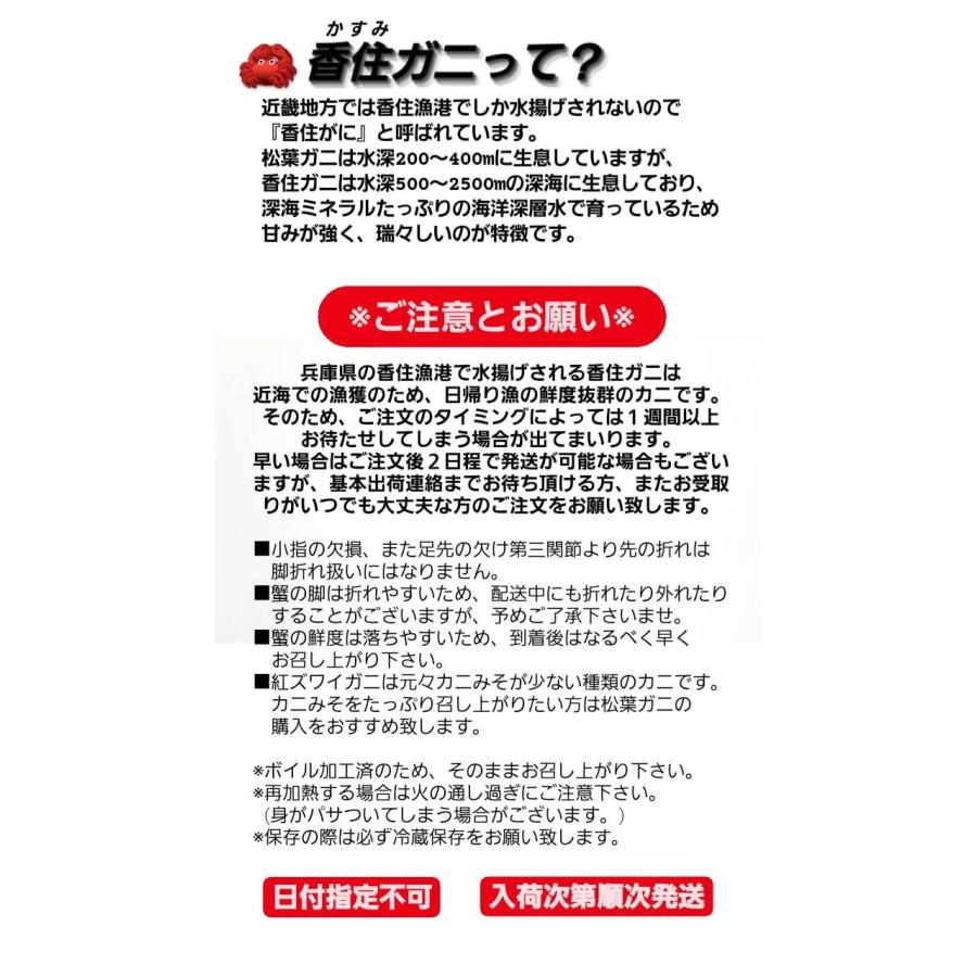 カニ 紅ズワイガニ 香住ガニ 姿 ボイル 5枚 香住蟹 かに 蟹 訳あり 紅ずわいがに 紅ズワイ 紅カニ 360g 茹でカニ 浜茹で 釜茹で 紅蟹の画像