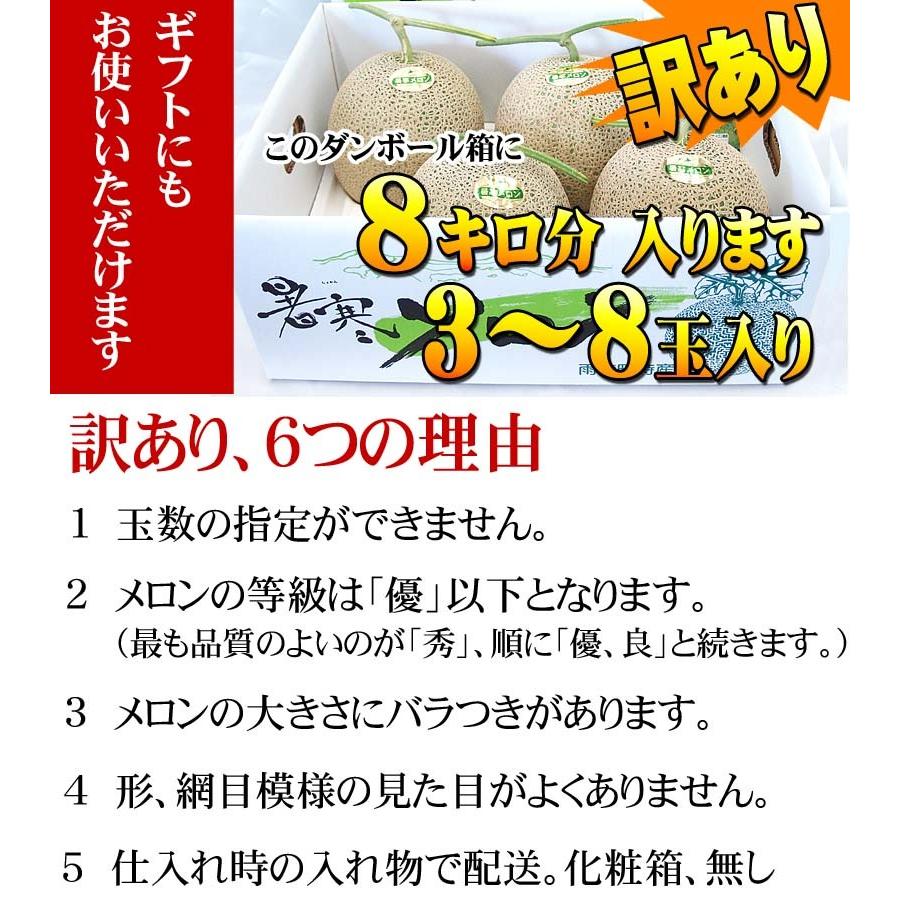 予約商品 送料無料 訳あり メロン 青肉メロン 合計8kg 業務用 北海道産