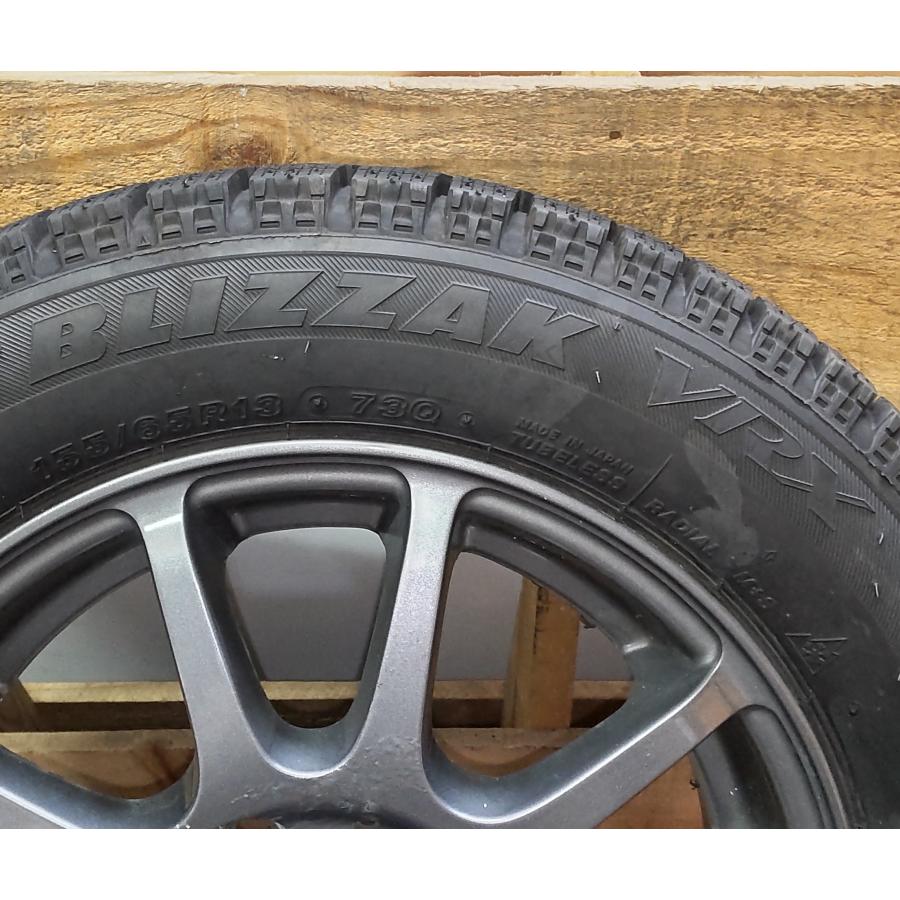 BS BRIDGESTONE BLIZZAK VRX 155/65R13 13インチ スタッドレス 4本 バリ溝 ekワゴン アルト MAX ネイキッド等　(MTA440)クレジットカード QRコード決済可能 ブリザック VRX スタッドレス タイヤ アルミ ホイール 1本 155/65R13