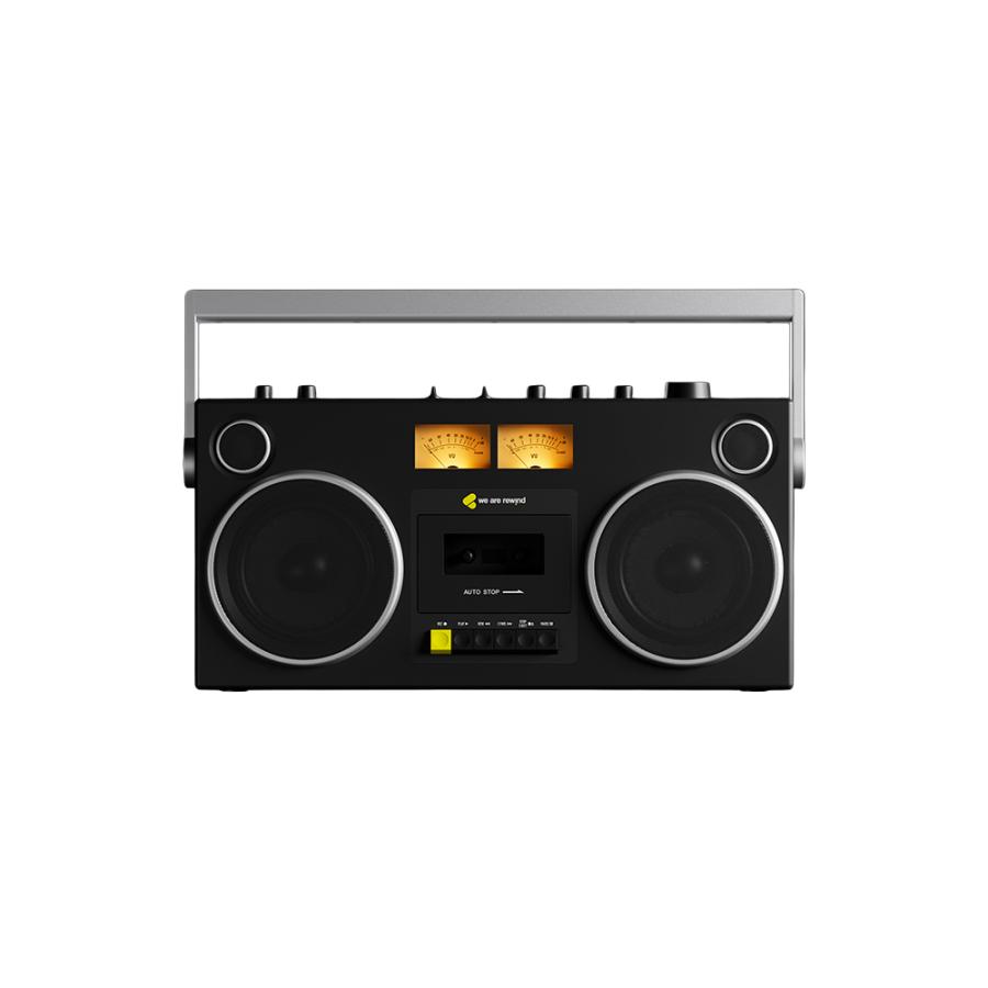 WE ARE REWIND カセットプレイヤー搭載 ワイヤレススピーカー GB-001-BLACK Bluetooth/ポータブル/マイク入力/録音機能搭載の画像