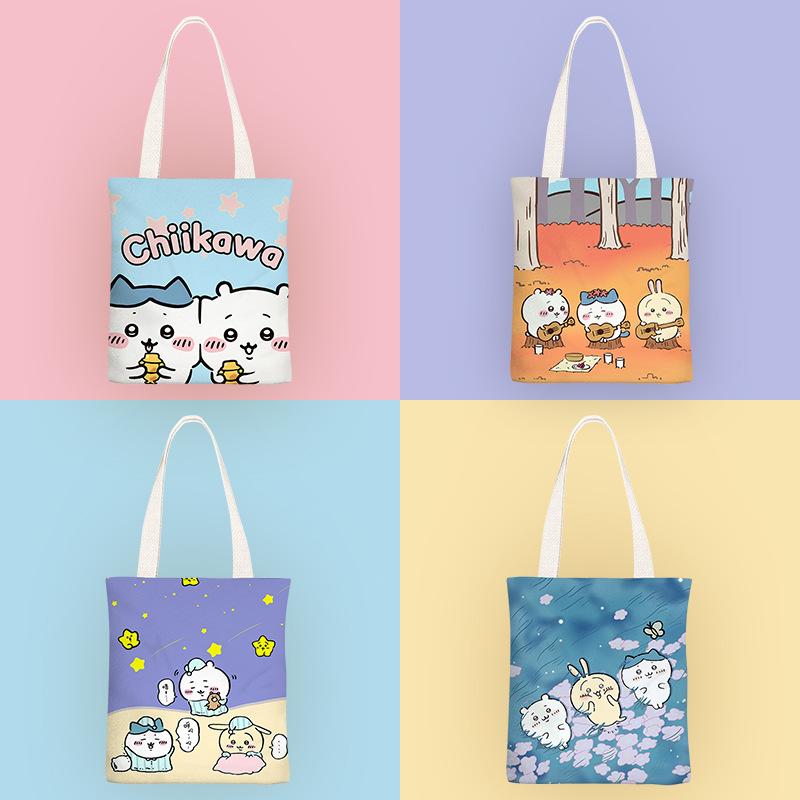 ちいかわ ハチワレ ウサギトートバッグ キャンパス 買い物バッグ