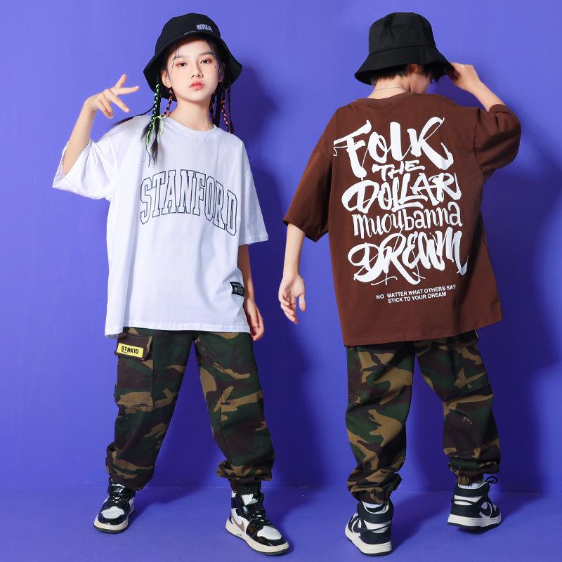 ダンス衣装 キッズ ジャズダンス セットアップ HIPHOP ヒップホップ 子供服 トップス 迷彩 パンツ お洒落 原宿系 ステージ衣装 おしゃれ 発表会 団体服｜kankitisyouten｜06