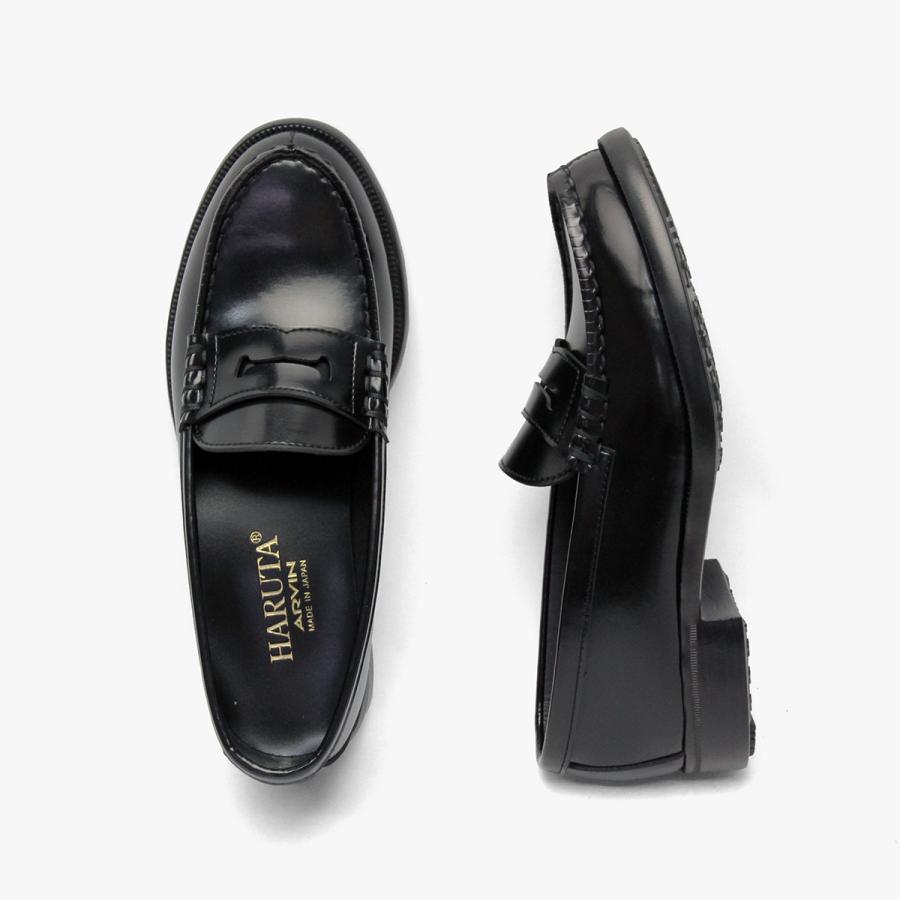 HARUTA（ハルタ） ローファー 学生 女子 高校生 本革 軽量 黒 ブラック