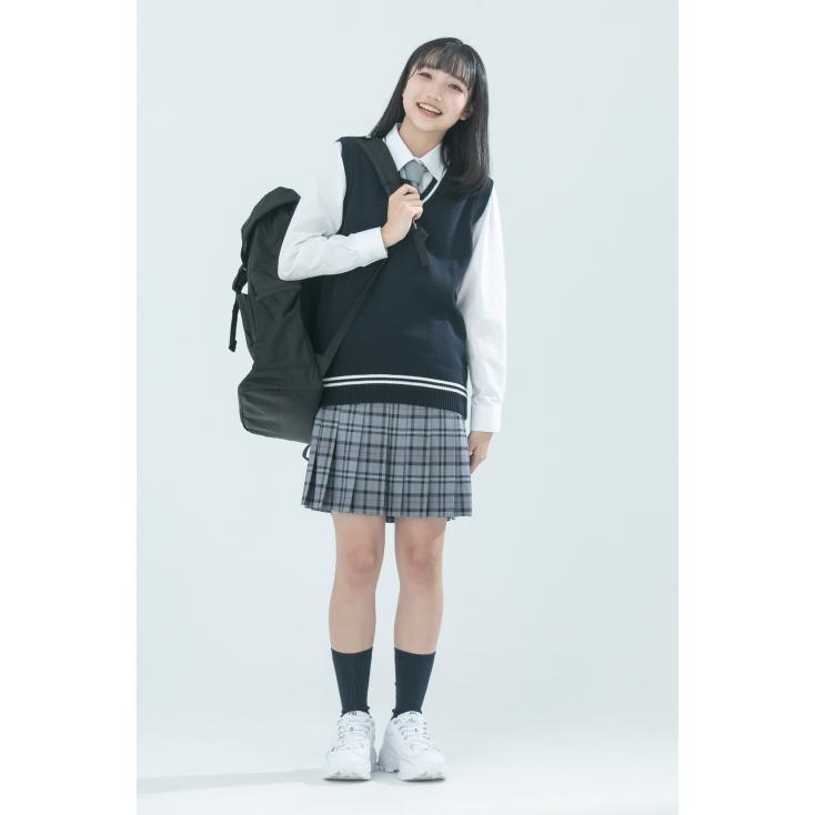 スクールベスト 制服 ベスト ライン 入り 夏 サマー 女子 スクールニット vネック 白 紺 ベージュ 綿 コットン 韓国 ニットベスト レディース カンコー KHS406｜kanko｜10