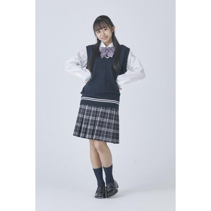 スクールベスト 制服 ベスト ライン 入り 夏 サマー 女子 スクールニット vネック 白 紺 ベージュ 綿 コットン 韓国 ニットベスト レディース カンコー KHS406｜kanko｜11