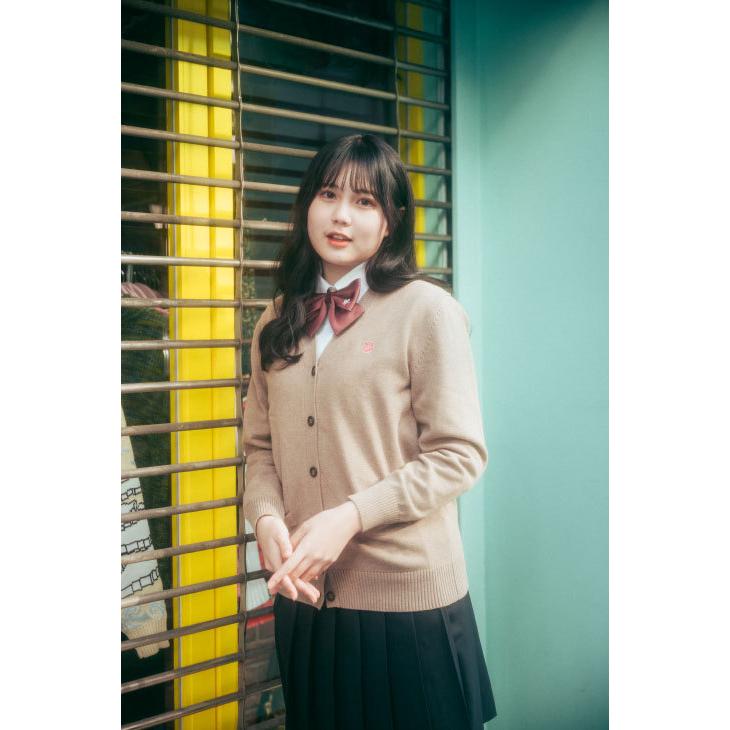 スクール リボン 女子 制服 無地 ロゴ 刺繍 レディース レッド ピンク