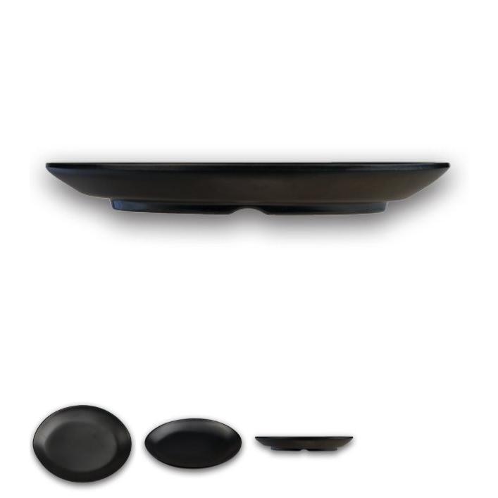 スタイリッシュ メラミン食器 (Mat Black)【楕円平皿】（大）L253mm