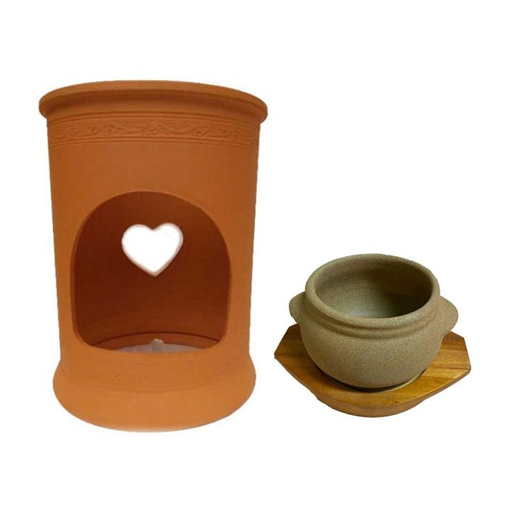 直売特注品 黄土ヨモギ蒸し椅子と素焼き黄土壺の２点セット - avante