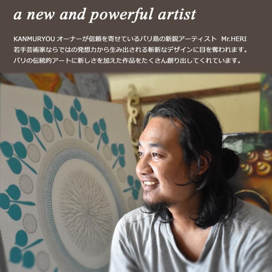 バリ絵画 FLOWER長方形 バリ ドットアート バリアート 絵画 バリ島